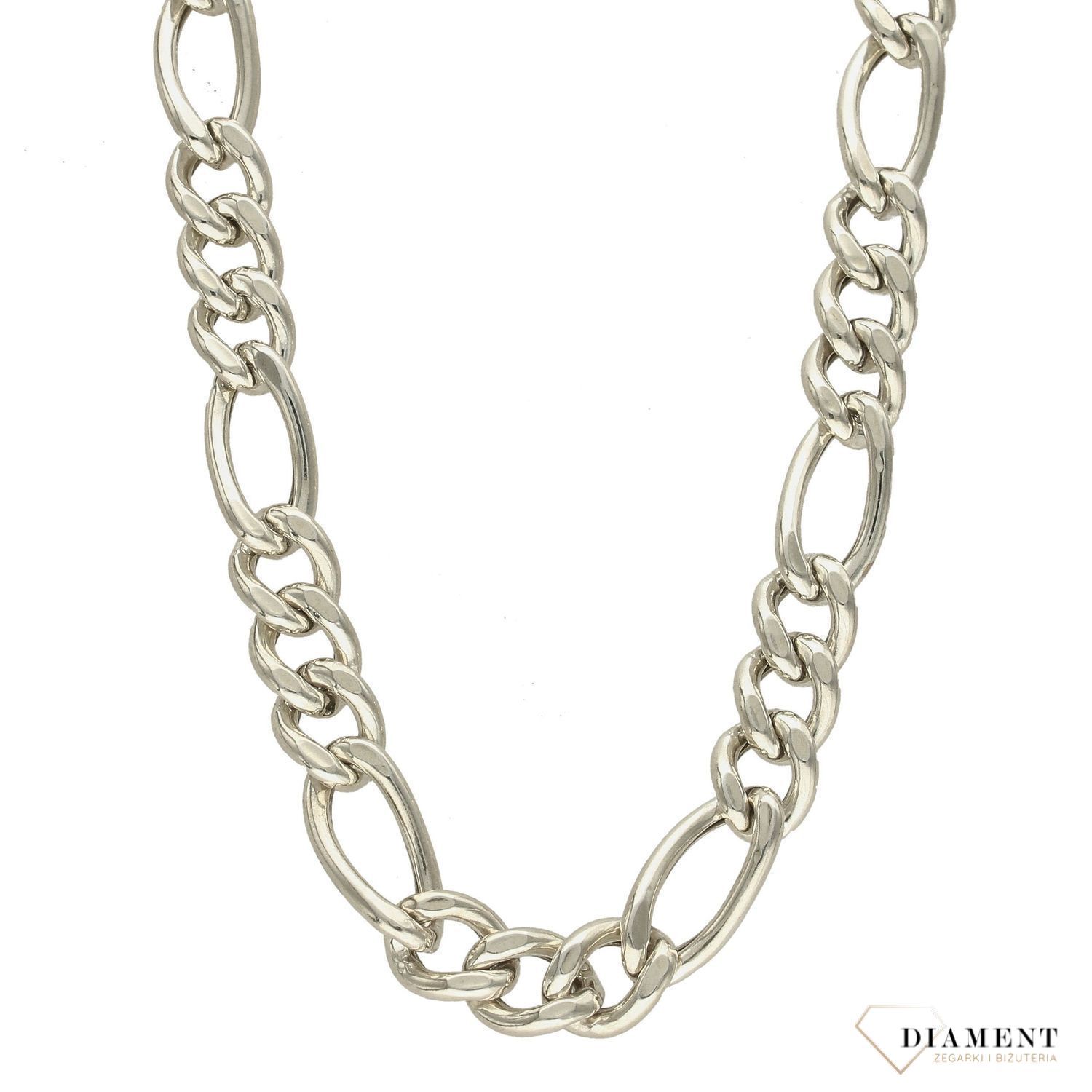 Srebrny łańcuszek 925 Gruby męski figaro 8mm DIA-LAN-5513-925.  Łańcuszek męski typu figaro to jeden z najmodniejszych wzorów męskich. Na prezent. Gruby łańcuch. Szerokość łańcuszka wynosi około 8 mm. Waga 27,80 g. (4).jpg